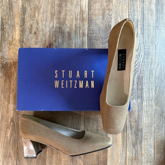 Vintage Stuart Weitzman Beige Block Heel Pumps - Picture 10 of 12